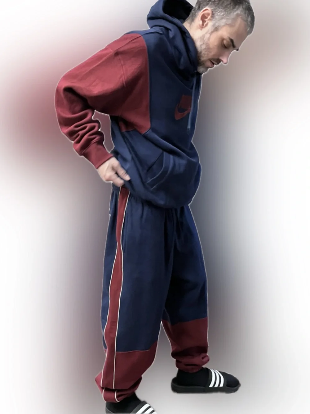 Nike Navy Maroon Two-Tone Hoodie and Joggers sweatsuit sweatpants hoodie set NWT